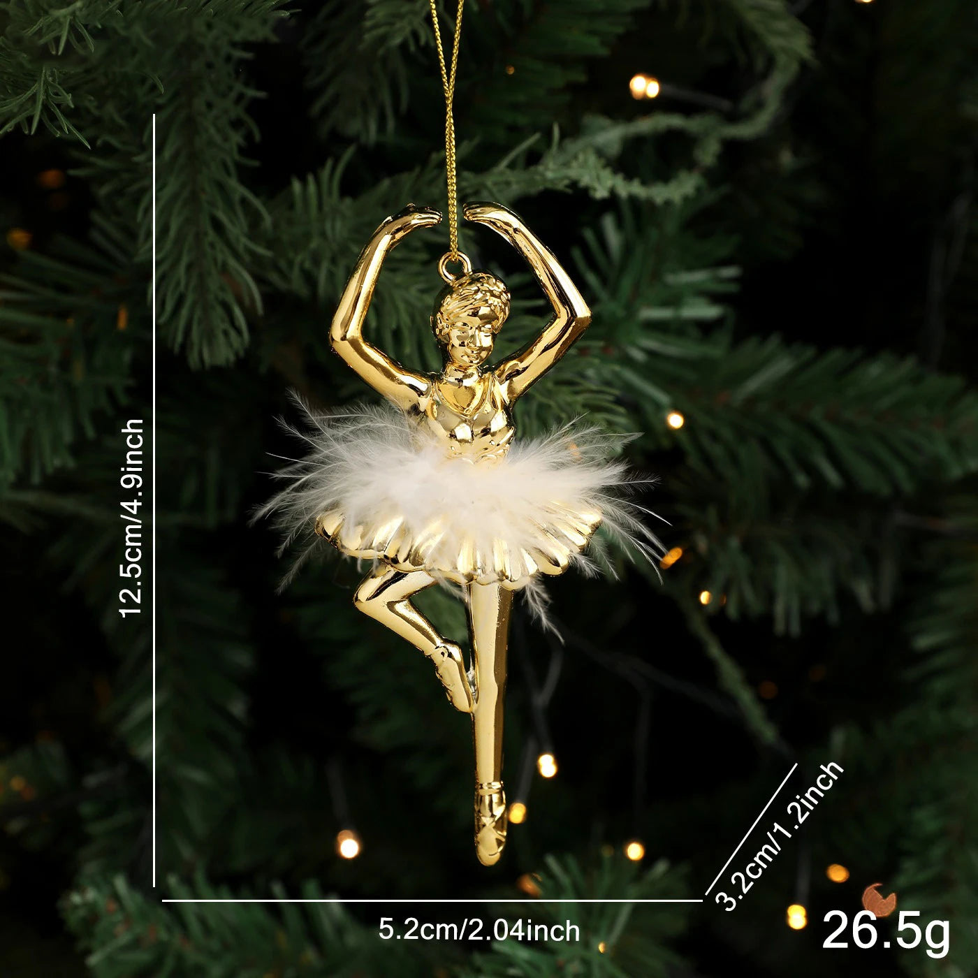 Ballet Girl Feather Christmas Ornament | Elegant Tree Pendant