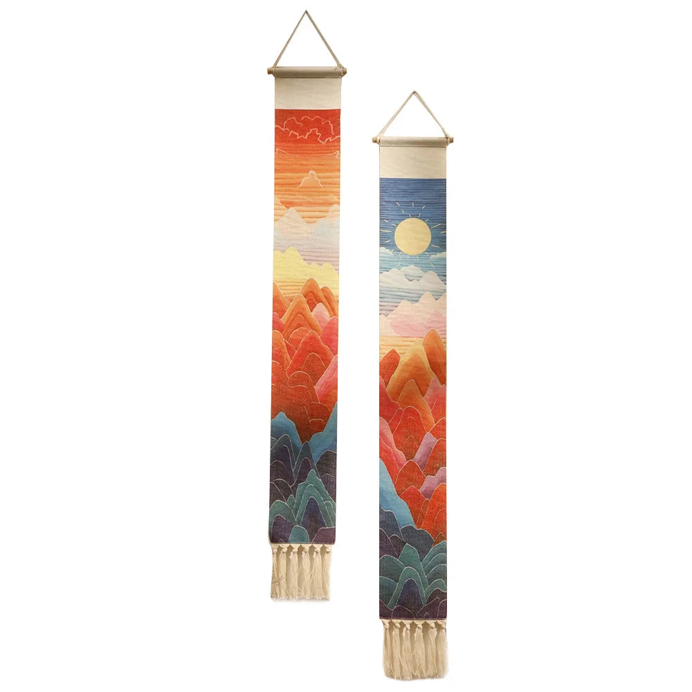 Handwoven Linen Vertical Fringe Tapestry Simple Studio Bedroom Living Room Background Wall Decoration Home Decor Oasis Select
