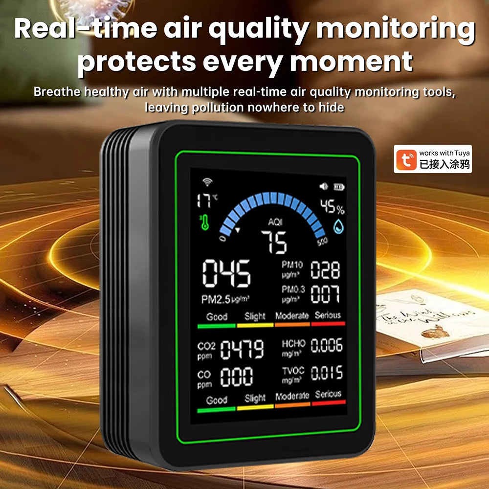 Multifunctional Digital Air Quality Monitor CO2 CO TVOC HCHO PM Meter Digital Temperature Humidity Tester Home Air Detector Oasis Select