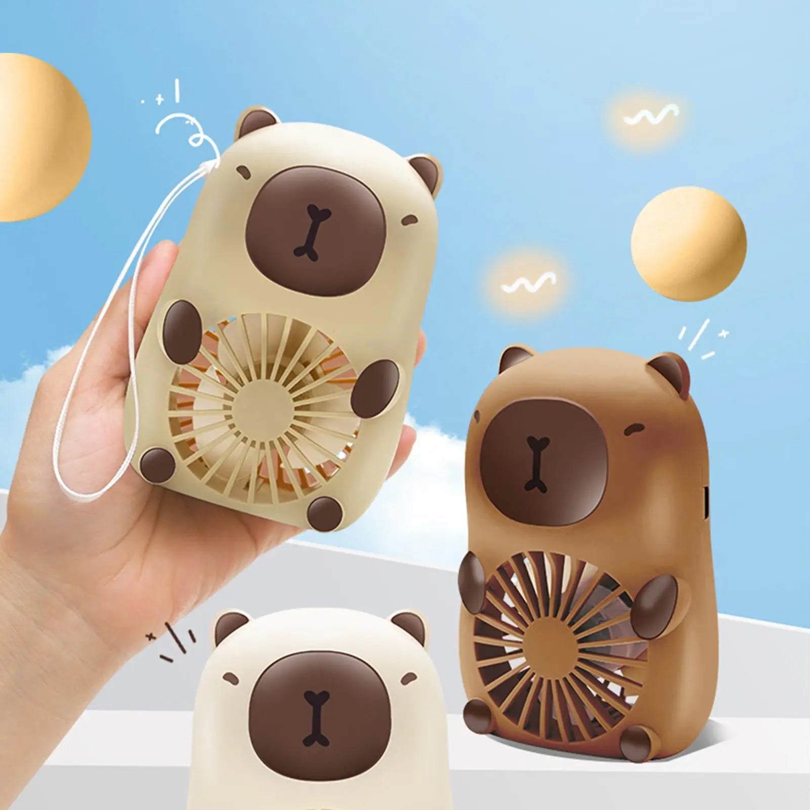 Animal Fan Handheld Electric Capybara Fan USB Charging 3-Speed Air Coolers Personal Cooling Devices Handheld Desktop Mini Fan Oasis Select