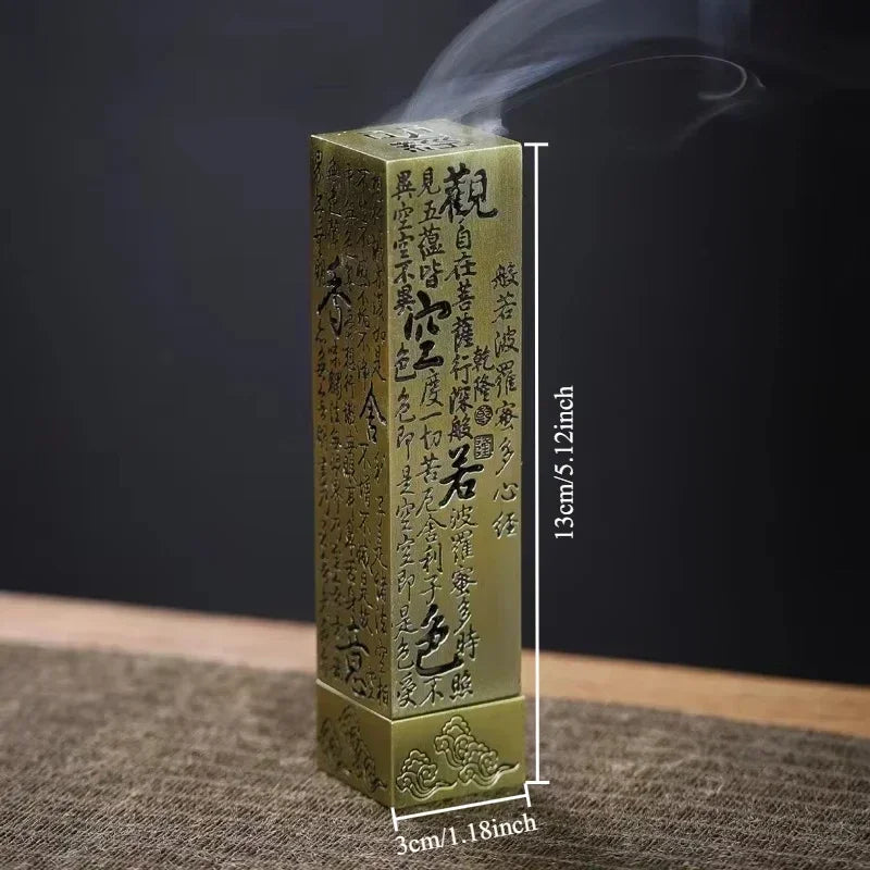 Square Vertical Incense Burner Alloy Buddhist Sutra Incenso Sticks Holder Home Office Lucky Zen Decor Incense Burners Censer Oasis Select qing