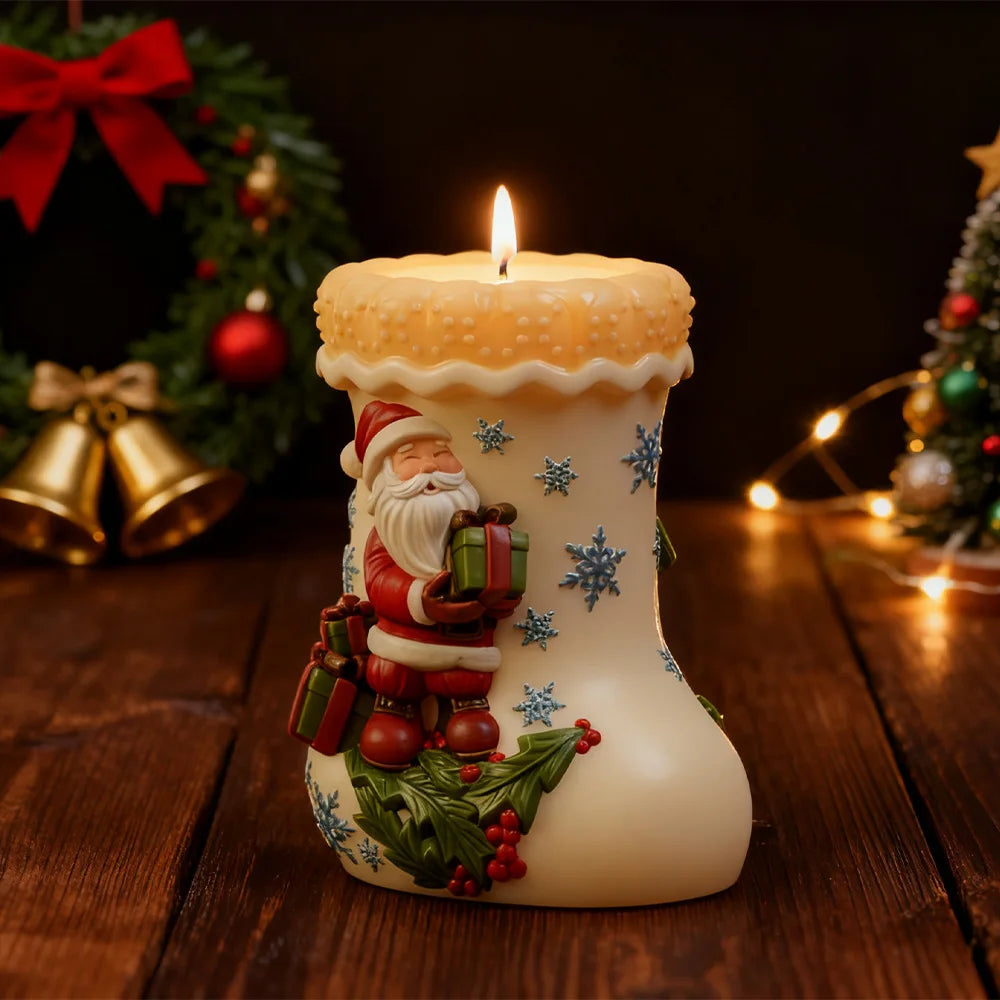 Holiday Stocking Silicone Mould Adorable Santa Claus Candle Mold Christmas Gift Mold Easy To Demold For Scented Ornament Making Oasis Select