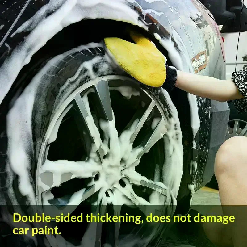 1/2 Pcs Microfiber Car Washing Glove Double-Faced Thickened Coral Fleece Cleaning Brush Gloves Car Detailing Cleaner Care Tool Oasis Select