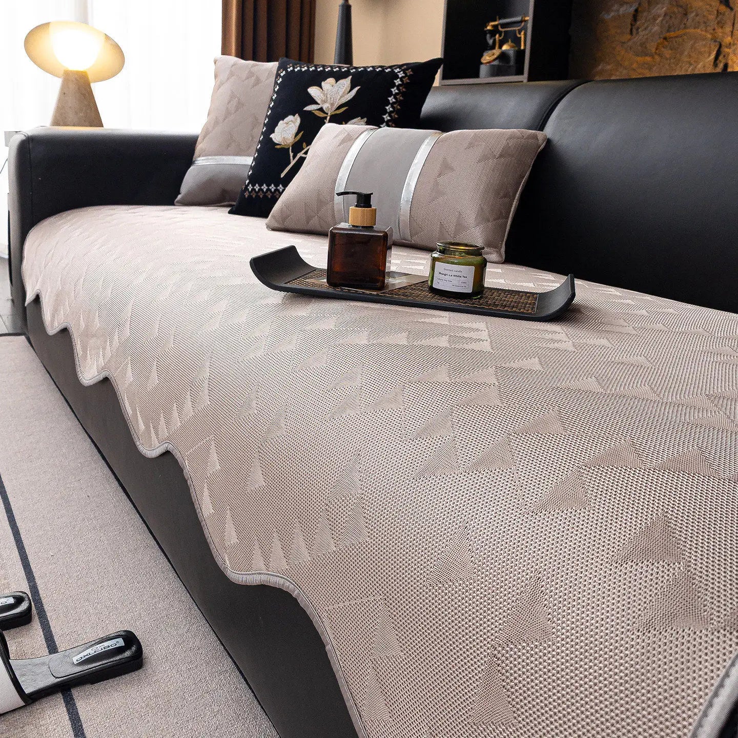 2026 New One-Piece Ice Silk Sofa Cushion Non-Slip Summer Cooling Seat Pad Luxury Advanced Sense Sofa Cover Towel Oasis Select Dark coffee 110 X 280cm