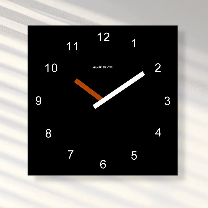 2026 New Punch-Free Wall Clock Modern Simple Square Art Design Creative Wall Hanging Clock for Living Room Home Decor Oasis Select Black 25cm x 25cm