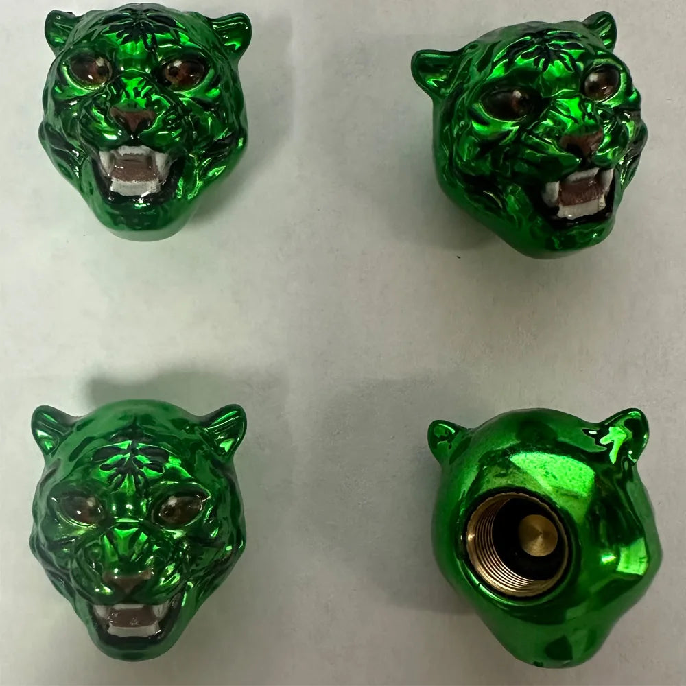 4Pcs Tiger Style Tire Valve Stem Caps 3D Animal Car Accessories Decor Tire Air Caps for Car,SUV,Bike,Motorcycle,Bicycle Oasis Select Green