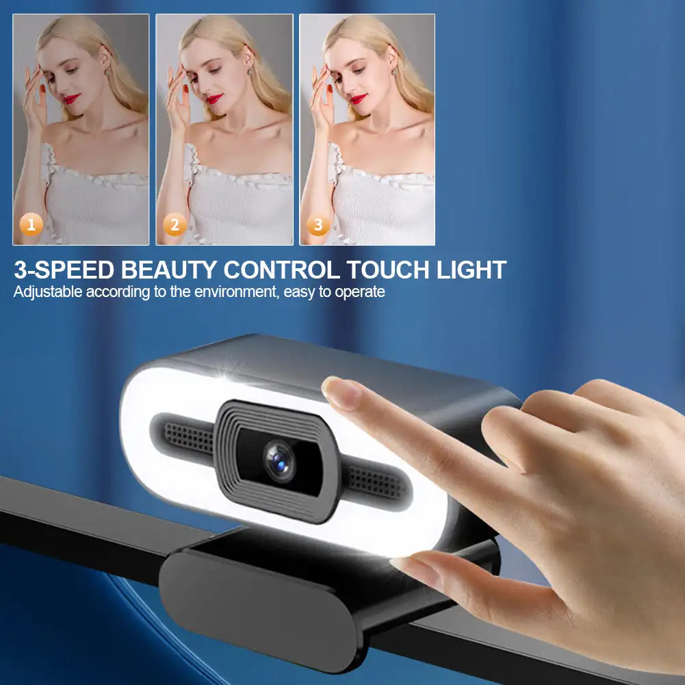 4K HD Webcam with Microphone & Fill Light | Auto Focus USB