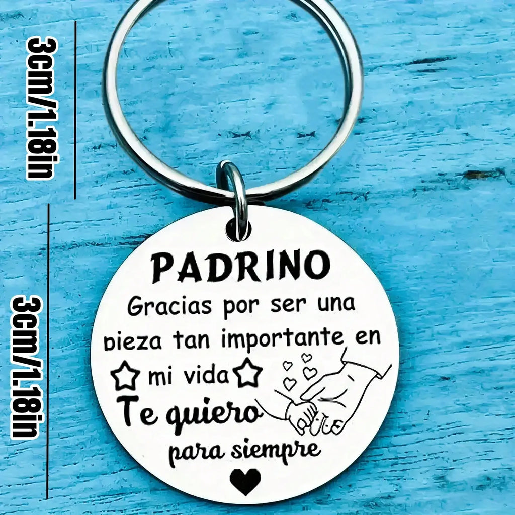 Stainless Steel Keychain,Godmother And Godfather Key Ring Gift,Funny Creative Key Chain With Key Buckle,Christmas Gift,Christmas Oasis Select