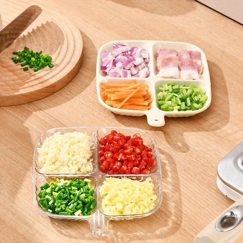 4 Grids Food Fruit Storage Box Portable Compartment Refrigerator Freezer Organizers Sub-Packed Meat Onion Ginger Clear Crisper Oasis Select