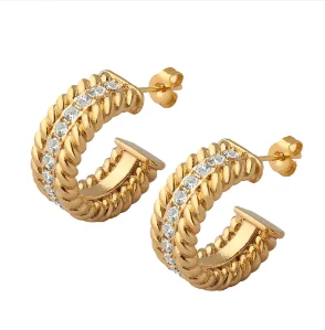 Hoop Earrings for Women Trendy Golden Stainless Steel Earring Jewelry New Oasis Select D10