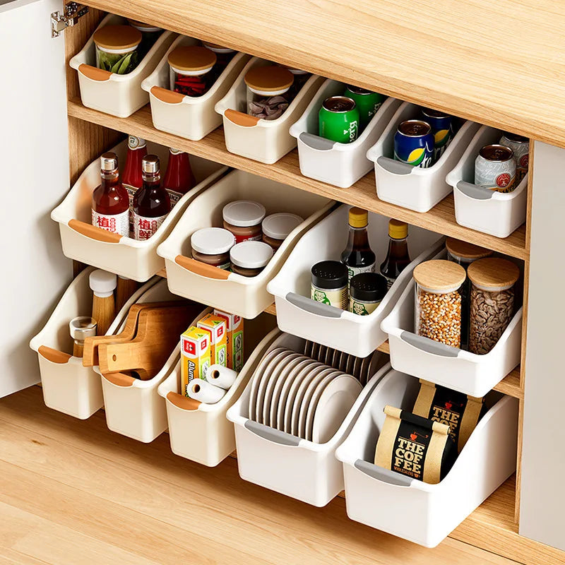 1pc Curved Plastic Storage Box Multi-Functional Home Organizer for Cleaning Products Household Storage Baskets Containers Oasis Select