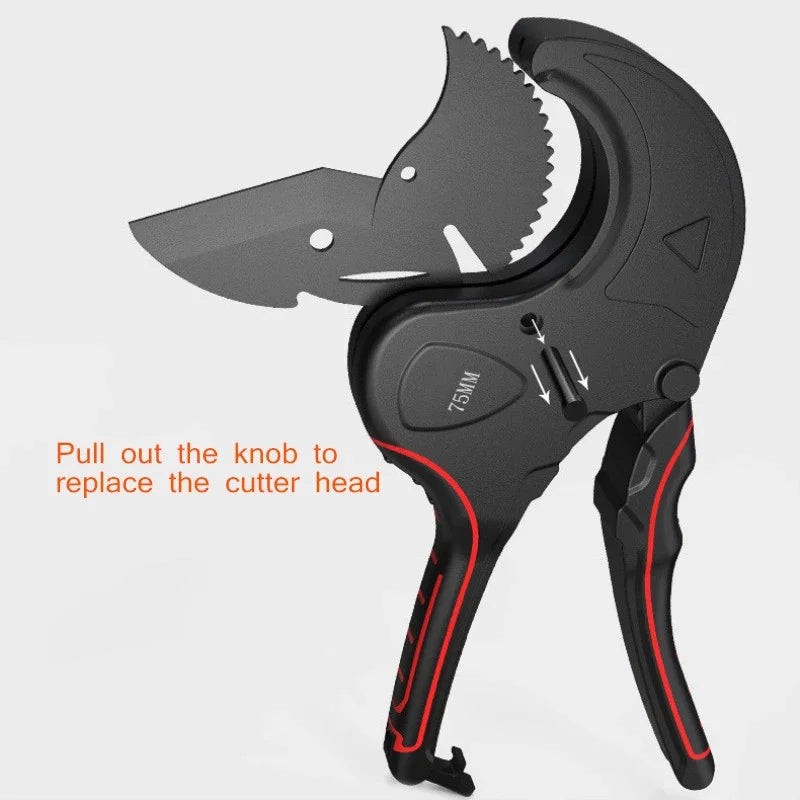 Pipe Cutter 32mm-75mm Aluminum Alloy Body Ratchet Scissor Pipe Cutter PVC/PU/PP/PE Hose Cutting Hand Tool Oasis Select