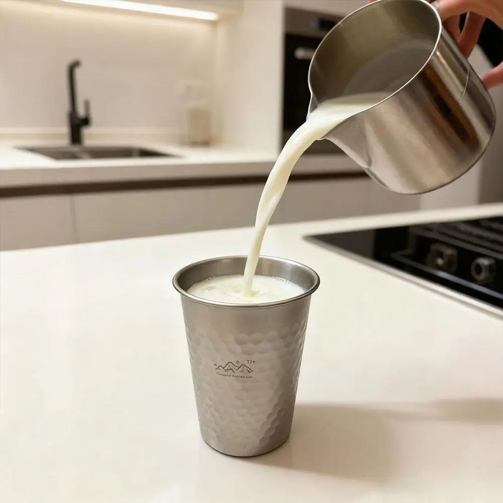 Titanium-Finish Camping Cup Set | 350–600ml Ultralight Drinkware