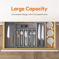 Cutlery Drawer Organiser Expandable Utensil Tray For Kitchen, Adjustable Silverware And Flatware Holder Durable Oasis Select Grey