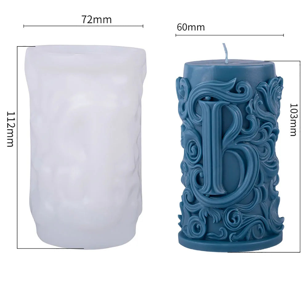 3D Letter Relief Cylindrical Candle Silicone Mold Creative Artistic Design Relief Resin Mould DIY Craft Home Decor Oasis Select ZL-936