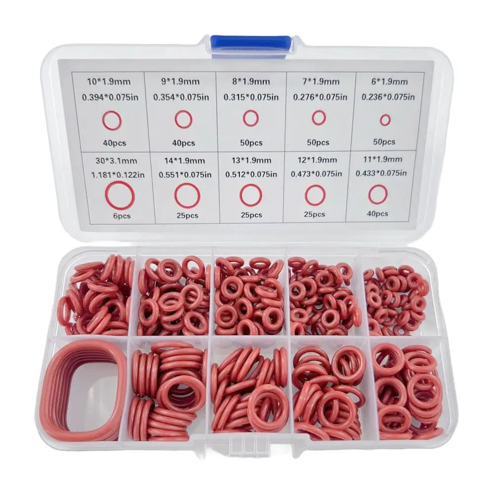 351pc Silicone O-Ring Set – 10 Sizes, Oil & Heat Resistant
