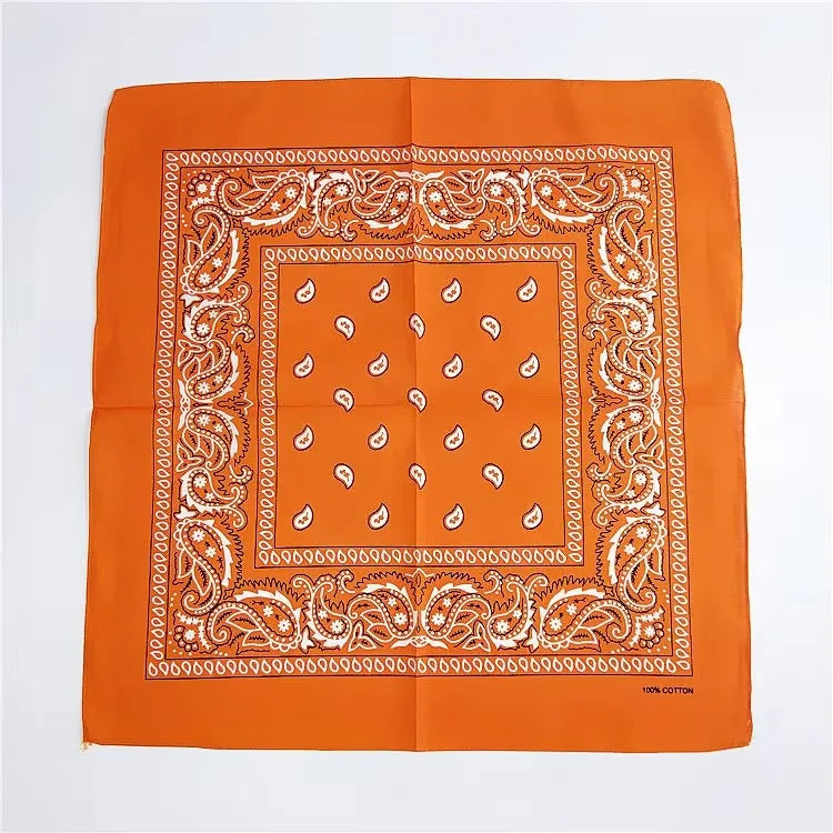 1/2pcs Bandana Kerchief Unisex Hip Hop Black Hair Band Neck Scarf Sports Headwear Wrist Wraps Head Square Print Handkerchief Oasis Select Orange