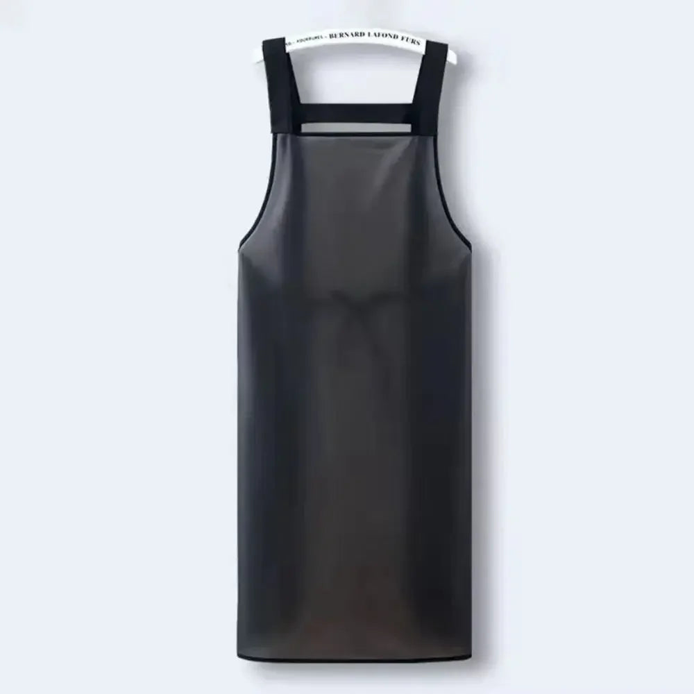 Waterproof Kitchen Apron Household PVC Oil Resistant Work Apron Transparent Black Dirt-Proof Cleaning Aprons Oasis Select