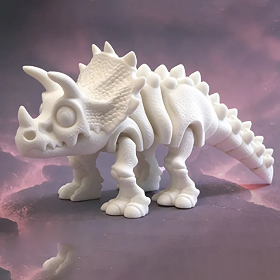 3D Printed Articulated T-Rex Skeleton Figurine Movable Joint Tyrannosaurus Rex Dinosaur Bone Model Kids Educational Toy Play Oasis Select Pure White 15cm