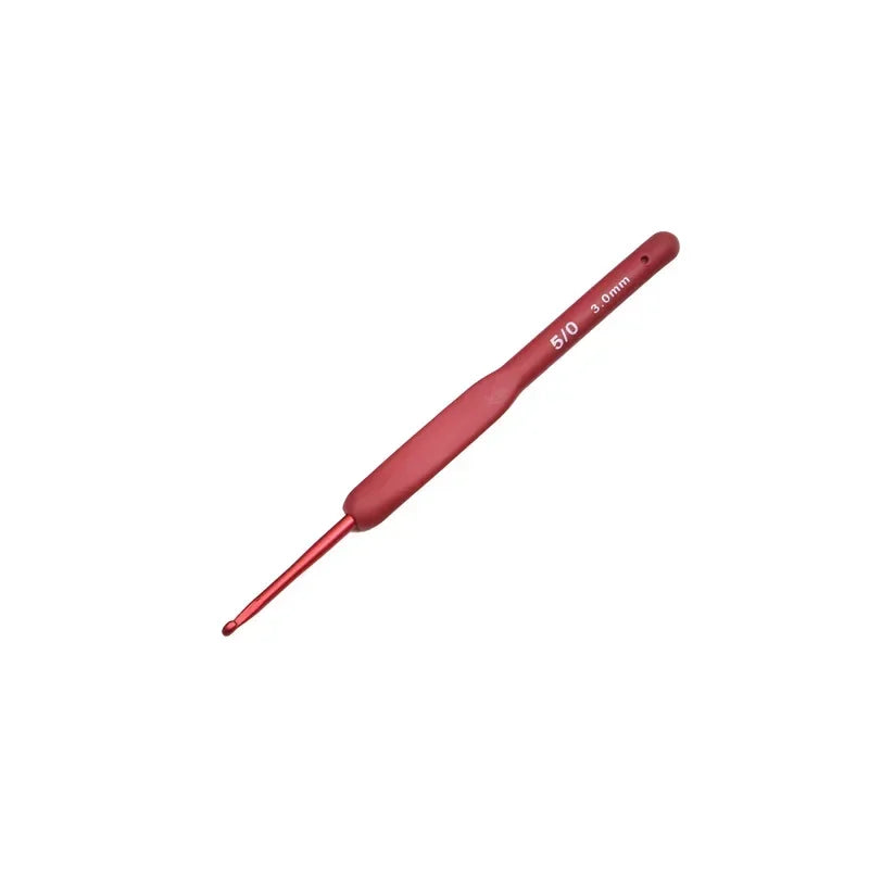Aluminum Tulip Red Crochet Hook Frosted Handle TPR Silicone Crochet Sweater Knitting Hooks DIY Handmade Crafts Sewing Tools Oasis Select 03-3mm