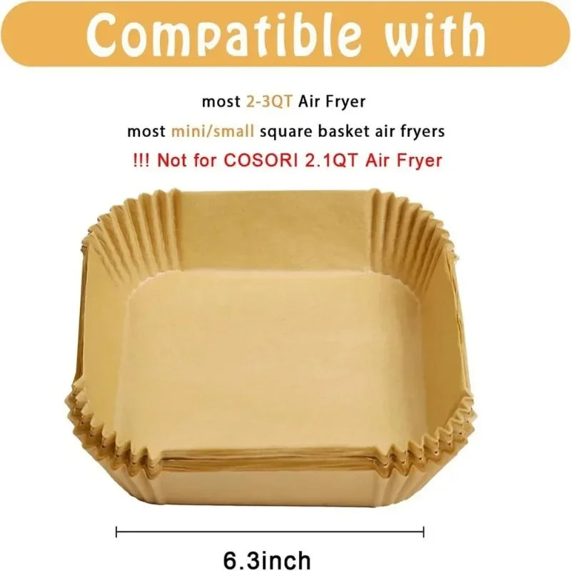 50/100/200pcs Disposable Air Fryer Paper Round/Square Special Paper Food Silicon Oil Paper Air Fryer Liners Baking Paper Oasis Select