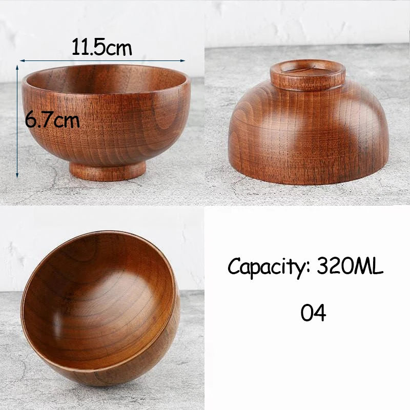 Japanese Style Acacia Wooden Bowl for Children's Dining Anti DropBowl Exclusive Wooden Bowl Retro Home Tableware Set Salad Bowl Oasis Select 04
