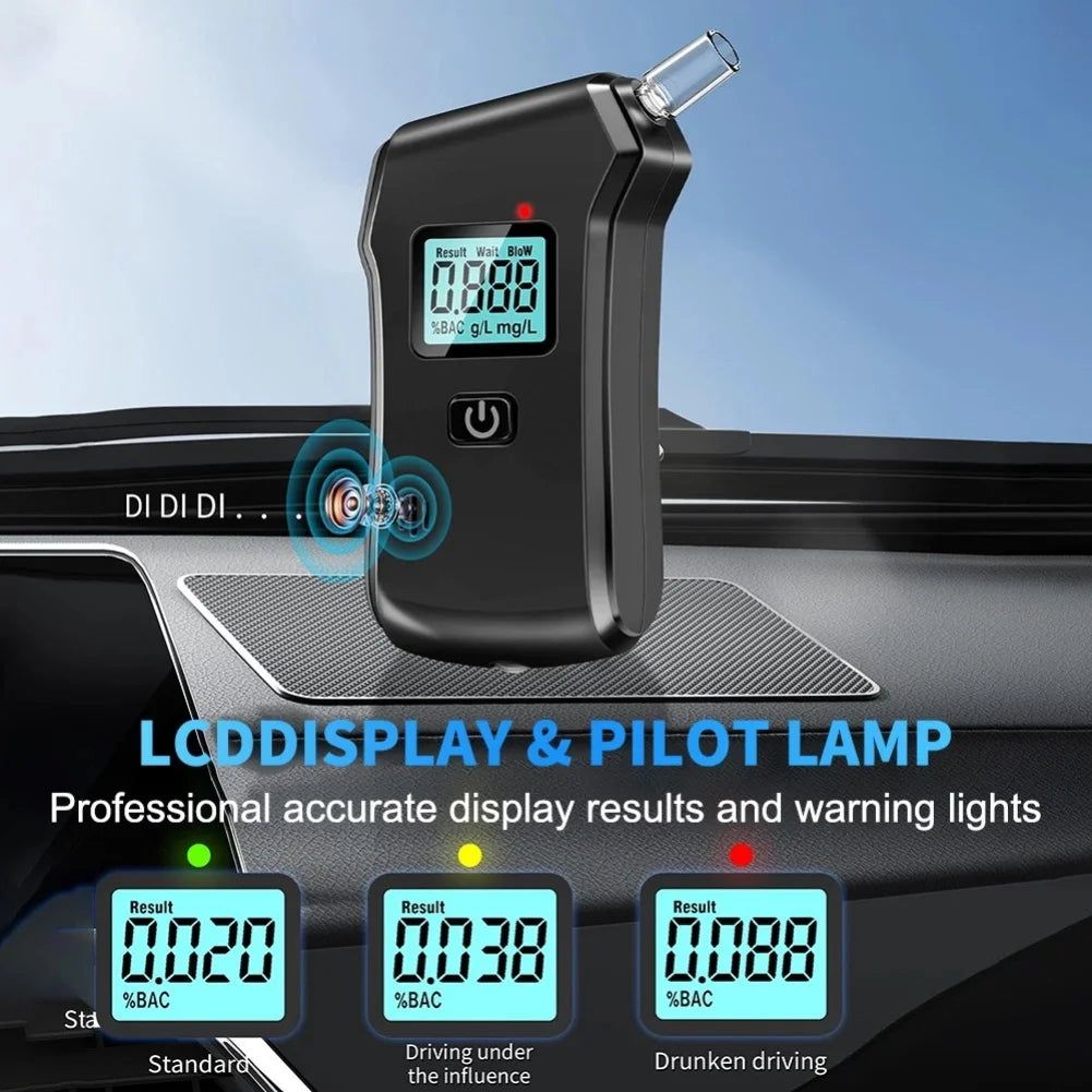 Portable Breathalyzer LCD Display | Rechargeable Alcohol Tester