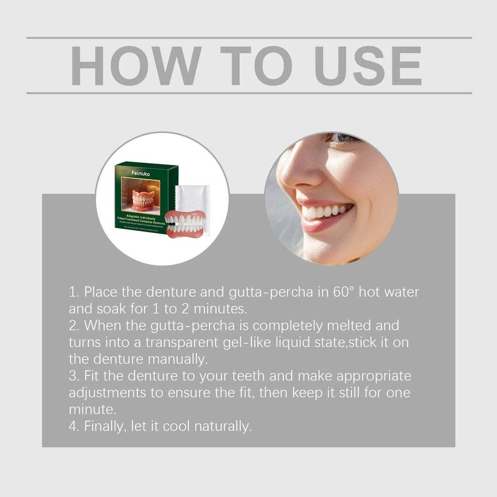 Silicone Denture Set Comfort Fit Upper Lower Temporary Orthodontic Fake Tooth Whitening Dental Simulation Braces Oral Hygiene Ca Oasis Select