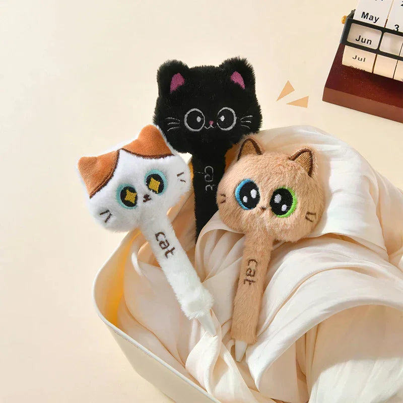 Creative Cute Cat Style Plush Gel Pens 0.5mm Black Quick-drying Click Pen For School Office Writing & Signature Stationery Gifts Oasis Select