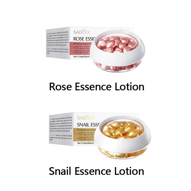 30pcs/box SADOER Snail Rose Capsule Essence Lotion for Moisturizing Repairing Hydrating Brighten Skin Oasis Select