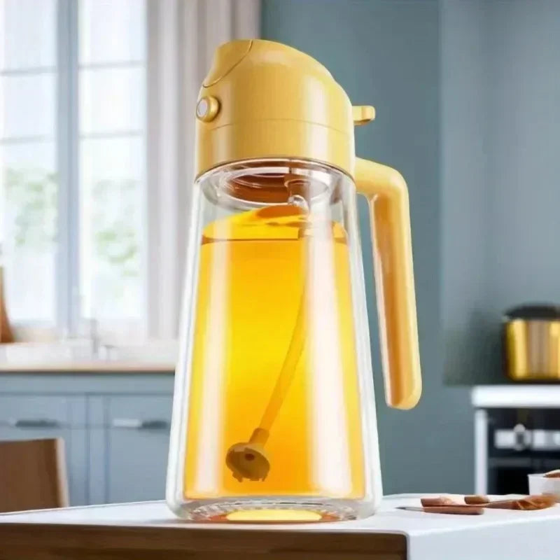 Multi-functional Kitchen Oil Bottle Spray Oil Pouring Two-in-one Food-grade Material Is Not Easy To Damage 500ML Large Capacity Oasis Select yellow-Plastic-500ml