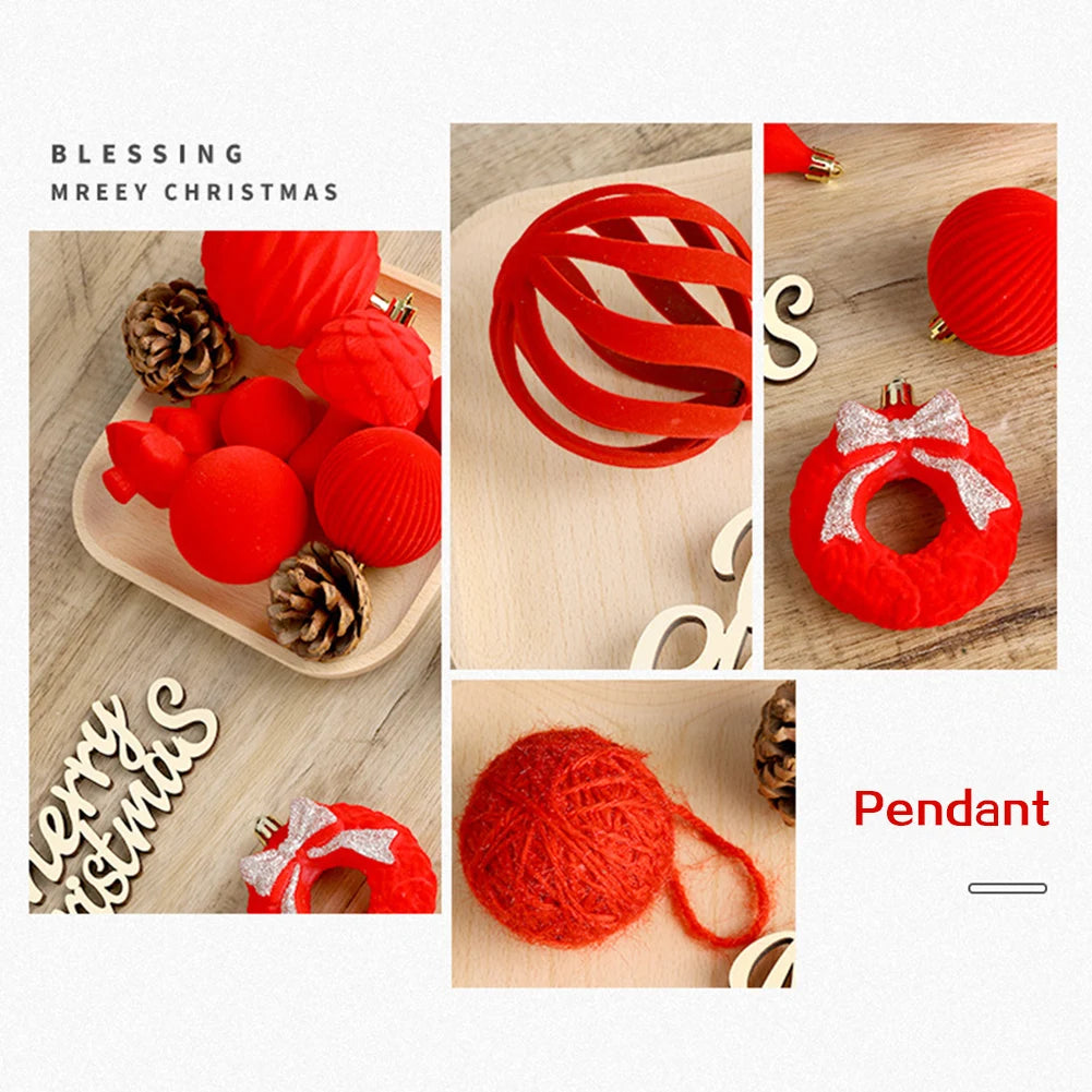 38-Piece Velvet Christmas Ball Ornament Set – Mixed Colors