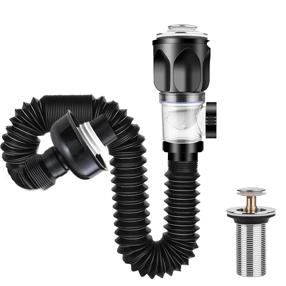 Bathroom Sink Drain Press Type Drain Fitting Black Manual Installation High-quality Materials Anti-insect Design Oasis Select