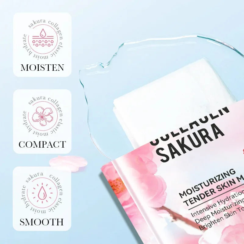 Sadoer Sakura Collagen Sheet Mask – Hydrating & Brightening Face Sheet Mask Oasis Select