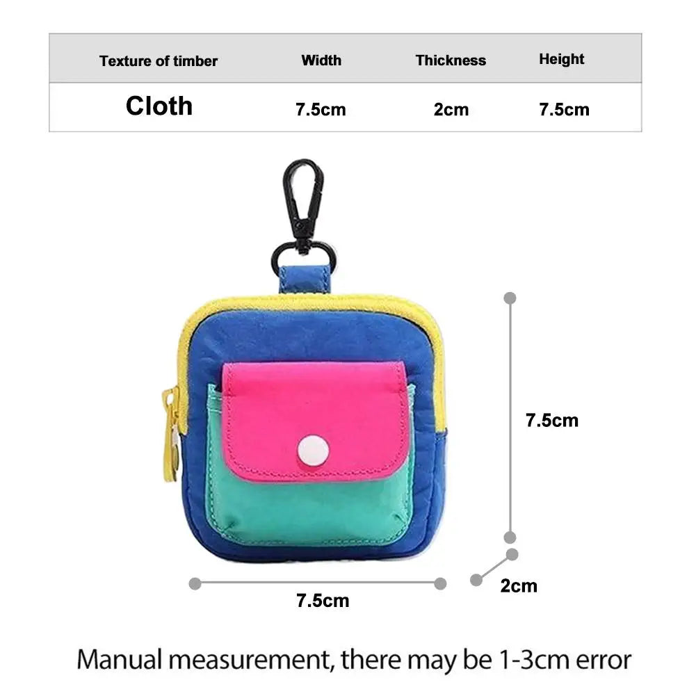 1Pc Dopamine Color Mini Wallet Keychain Coin Purse Mini Zipper Earphone Bag Cute Backpack Accessory Pendant Gift for Women Oasis Select