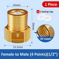 Copper One-way Check Valve 4 Points 1/2 "Anti Backflow Water Return Bathroom Water Pipe Toilet Water Heater Meter Oasis Select Female to Male Full copper 4 points