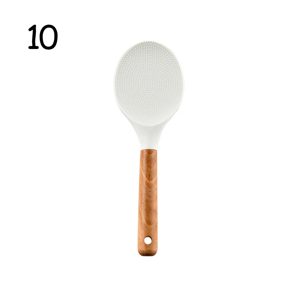 Silicone Kitchenware Non-stick Cooking Utensils Set Cookware Spatula Egg Beaters Shovel Stainless Steel Handle Kitchen Tool Set Oasis Select 10