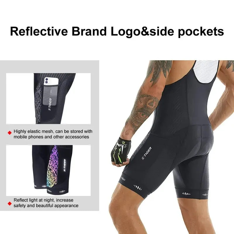 Cycling Bib Shorts 5D Gel Pad Mountain Bike Shorts Bretelle Pockets Outdoor Breathable UPF50+ Bike Tight Bicycle Shorts Oasis Select