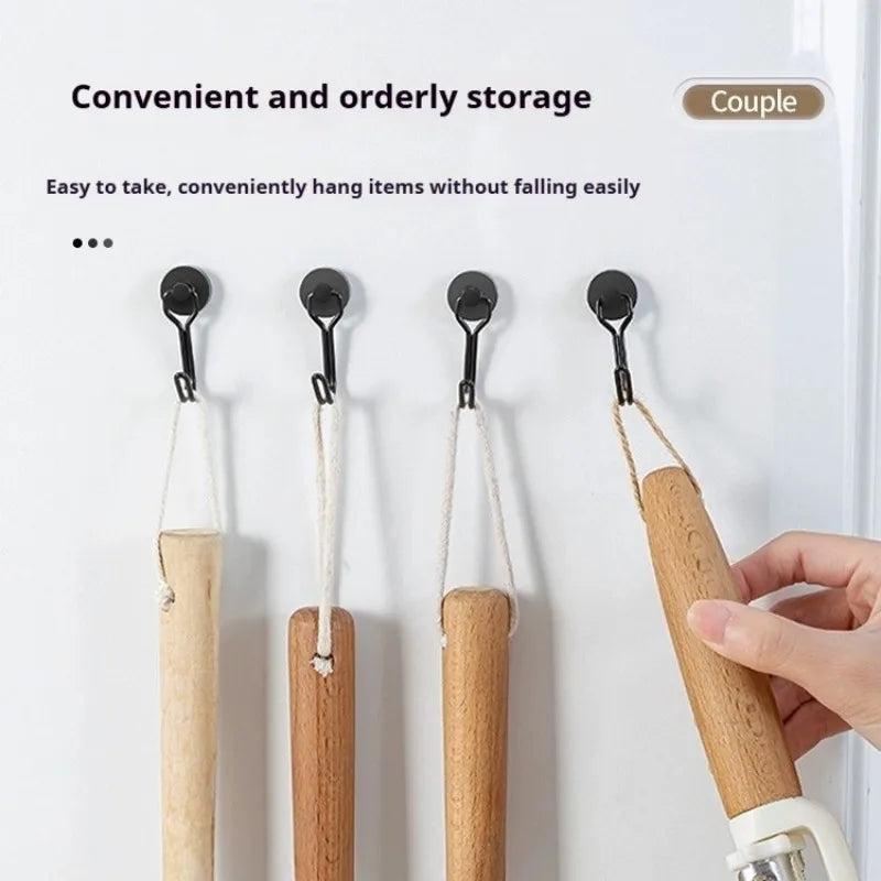 Neodymium Magnetic Hooks 5KG - 360° Rotating No Drill Hangers for Fridge/Doors, 4PCs Heavy Duty Kitchen Organizer (Black/White) Oasis Select