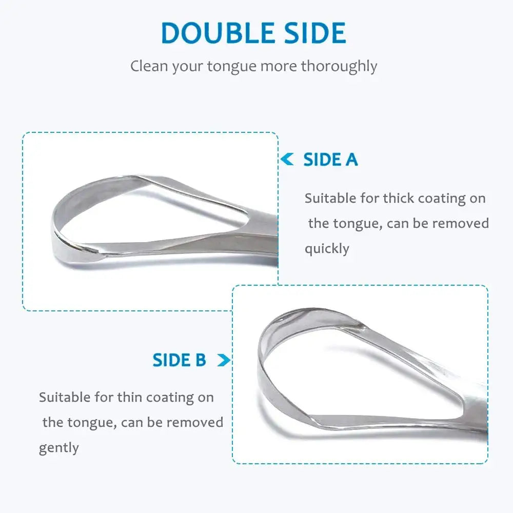 2pcs Tongue Scraper, Stainless Steel Tongue Cleaner Professional Reduce Bad Breath Metal Tongue Scrapers, Improve Oral Hygiene Oasis Select