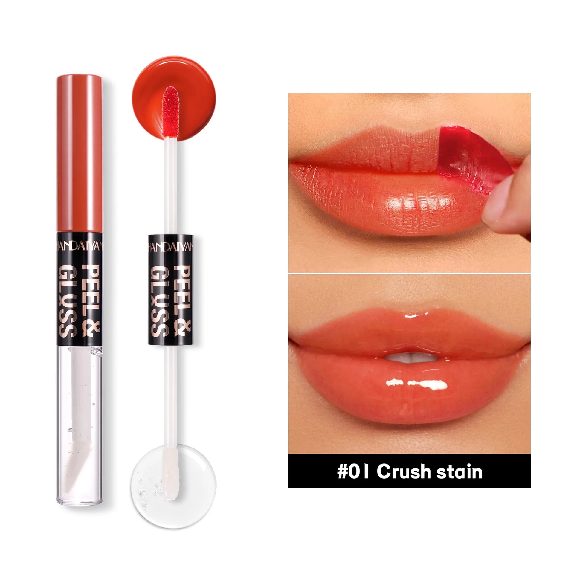 HANDAIYAN 2-in-1 Peel-Off Matte Lip Stain & Mirror Lip Gloss