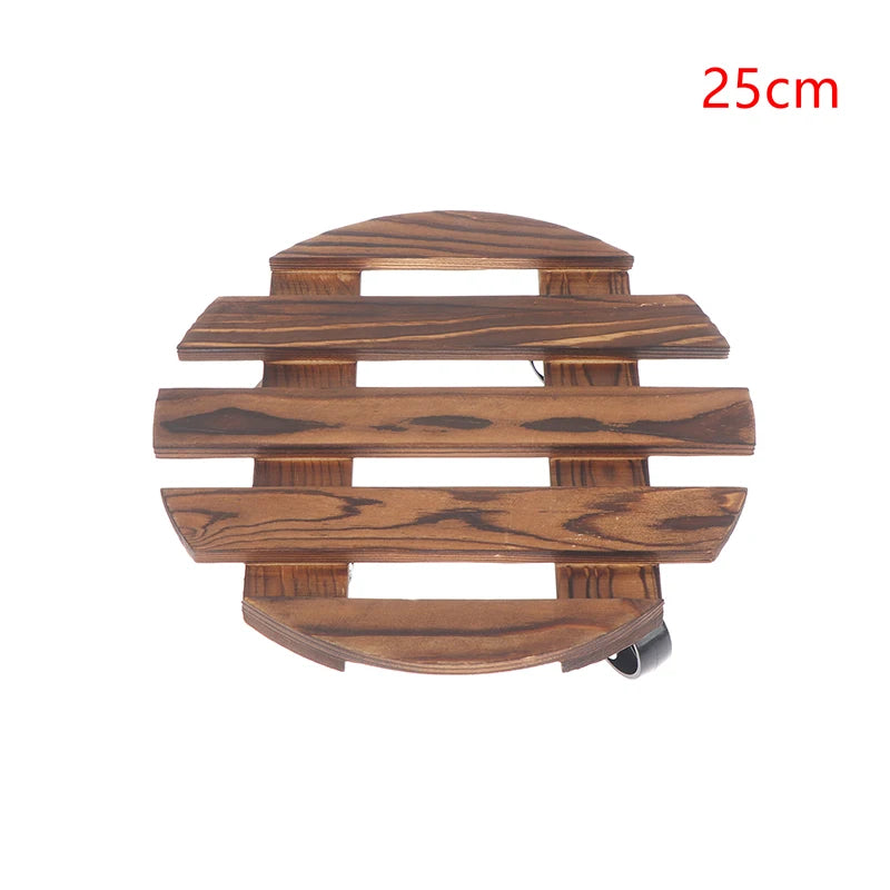 Wood Rolling Plant Caddy | 360° Lockable Wheels | Indoor & Outdoor