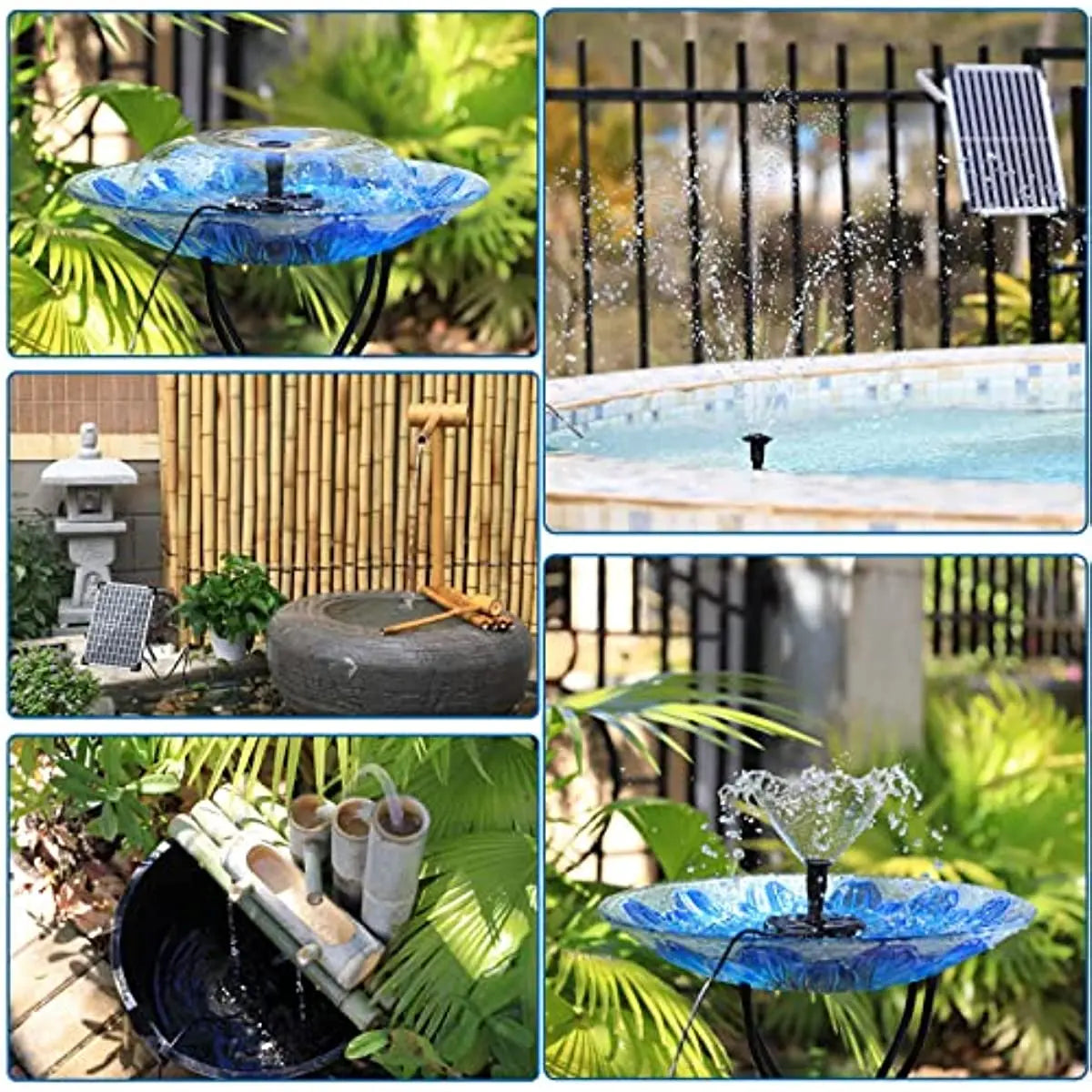 12W Solar Water Fountain DIY Solar Panel Pond Pump with Nozzles Sprays for Garden Decoration Bird Bath Fish Tank Pond Patio Oasis Select