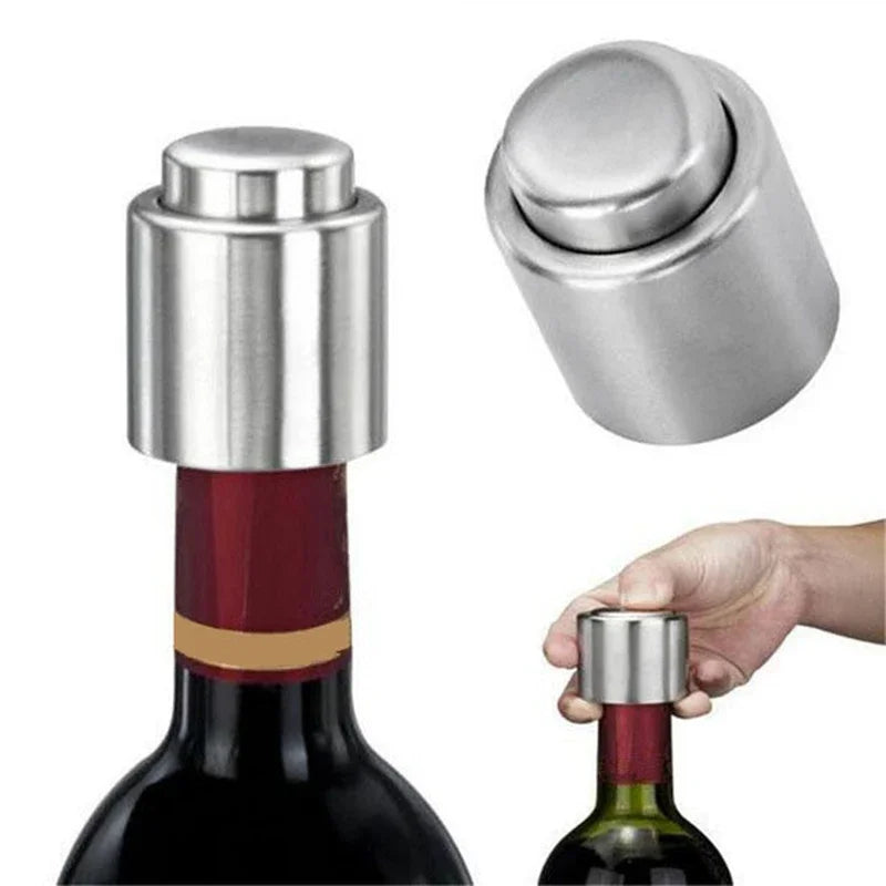 2PCS Stainless Steel Wine Bottle Stopper Vacuum Red Wine Cap Sealer Fresh Keeper Bar Tools Bottle Cover Kitchen Accessories Oasis Select
