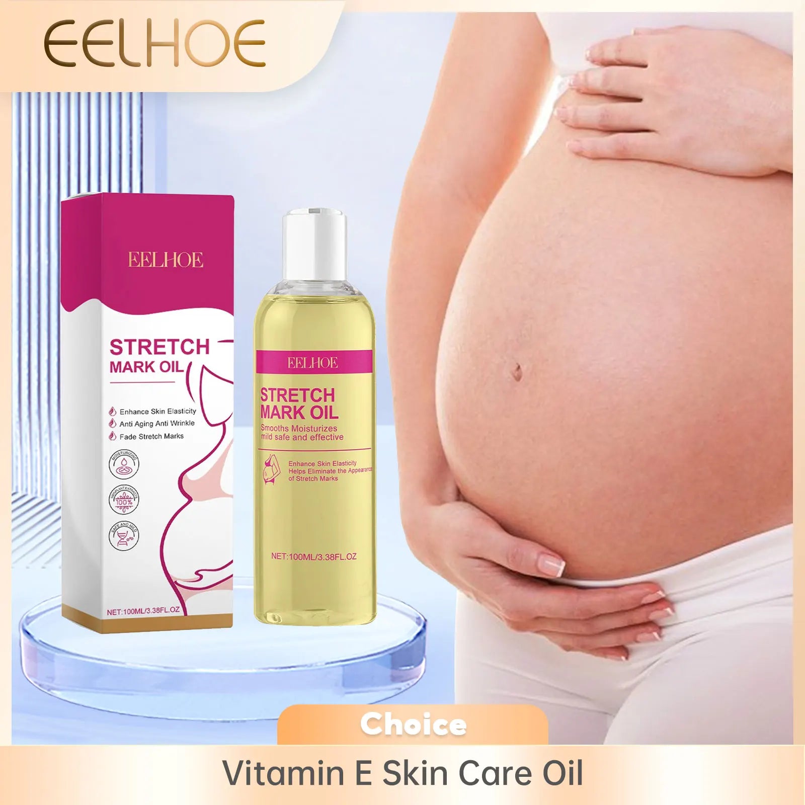 EELHOE Vitamin E Skin Care Oil Remove Pregnancy Stretch Marks Postpartum Care Elastic Skin Firming Collagen Body Care Oil 100ml Oasis Select