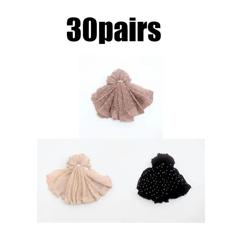 10/20/30pairs Cool Breathable Summer Sexy Black Skin Dot Sock Solid Color Dot Socks Women Girls High Stretch Mesh Nylon Sock Oasis Select 30pairs mix 2 One Size