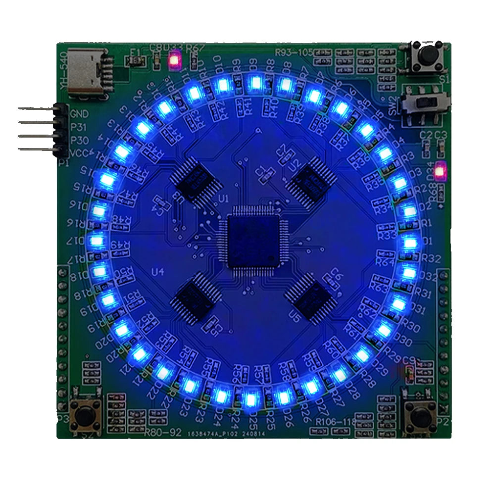 LQFP64 SMD Soldering Practice Board Kit Type-C Interface Flowing Lamp Practice Board PCB Welding Practice Kit Oasis Select