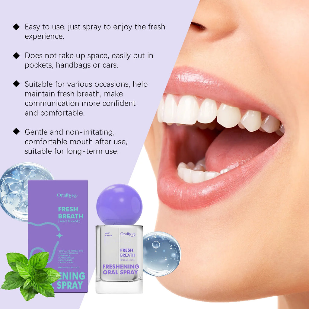 Oralhoe Mint Oral Fresh Spray Eliminate Odors Lasting Fragrance Remove Bad Breath Portable Relieve Dry Mouth Mint Soothing Spray Oasis Select