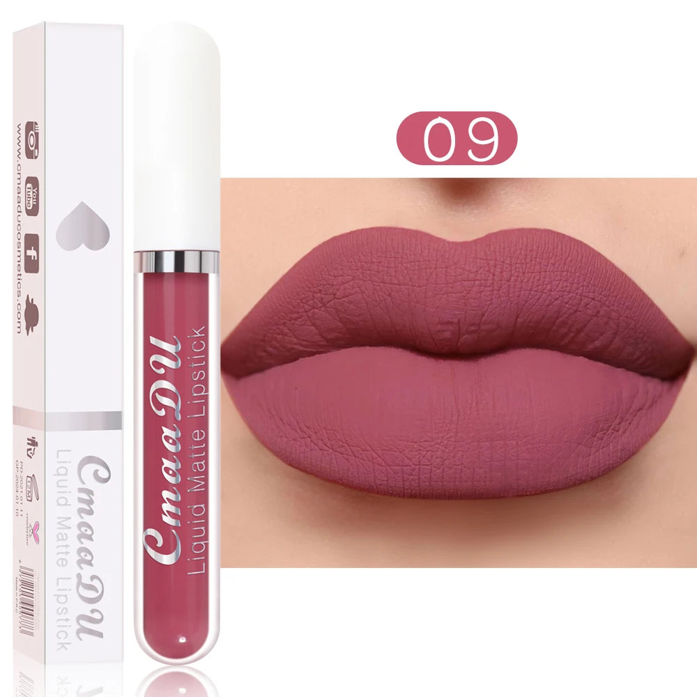 1 Pcs Matte Lipstick Lip Gloss Shade for All Skin Types Long-Lasting Non-Fading Waterproof Non-stick Cup Exquisite Gift Lips Oasis Select 09 Full Size