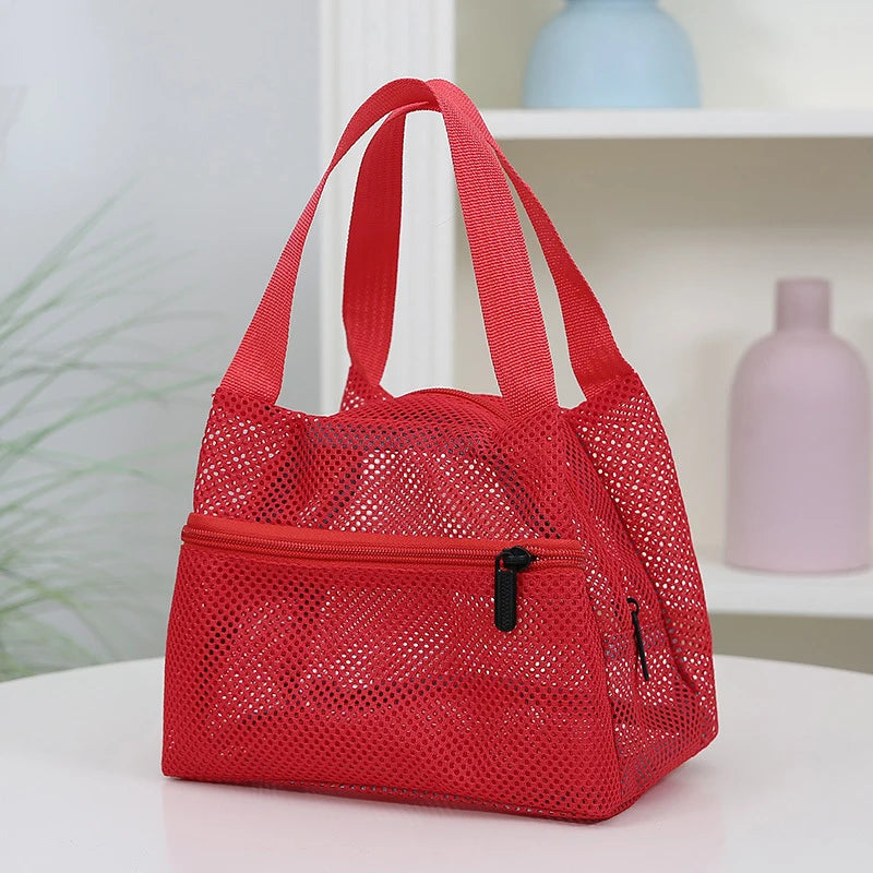 Large Mesh Bag Quick Dry Tote Handbag Lightweight Storage Bag for Family Beach Trip Pool Essentials Organizer Oasis Select Red